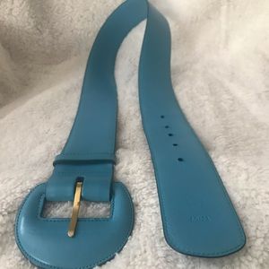 Vintage Gucci blue leather belt w/buckle